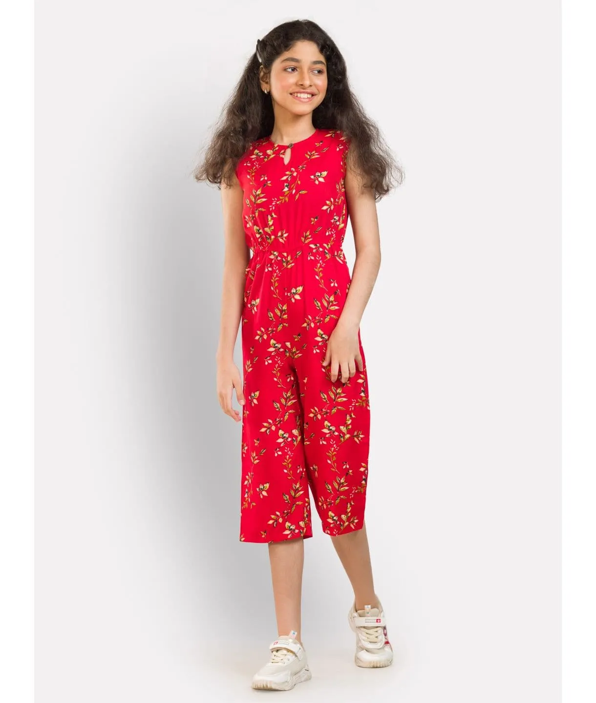 Elasticated key-hole Jumpsuit for Girls