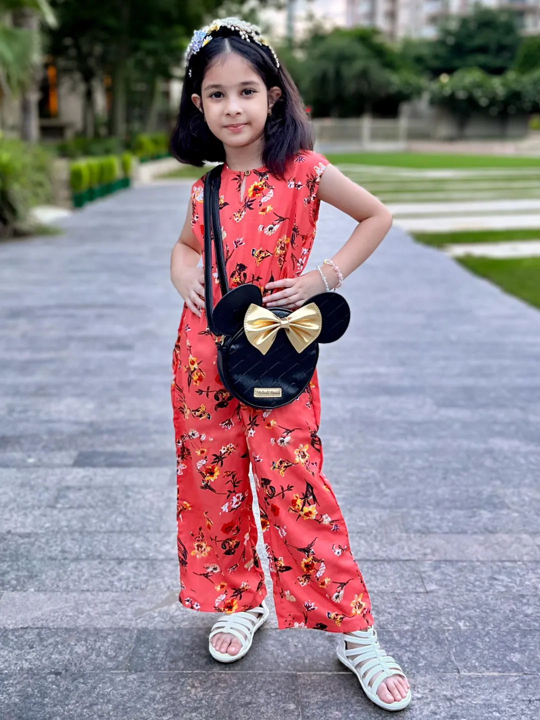 Elasticated key-hole Jumpsuit for Girls