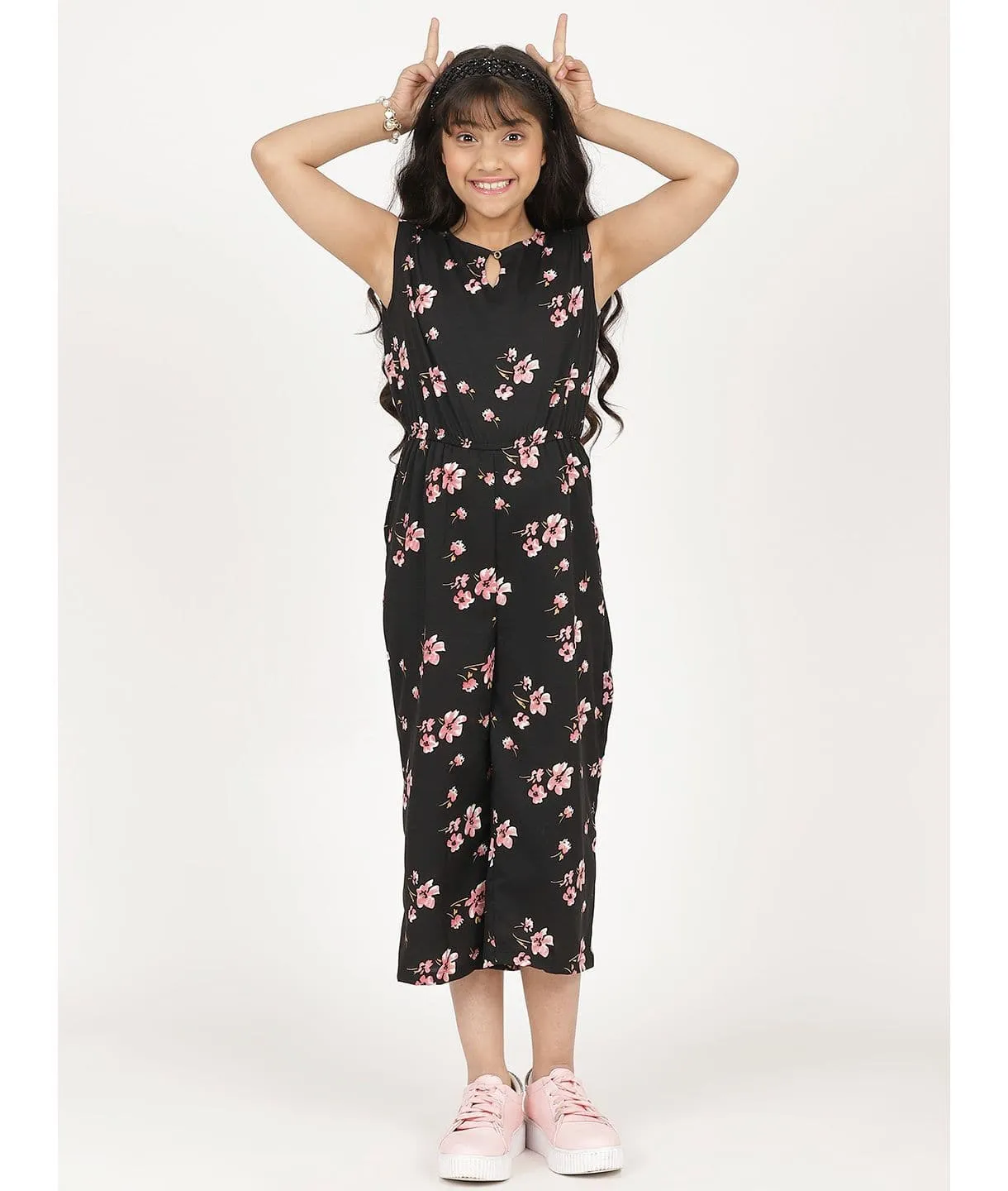 Elasticated key-hole Jumpsuit for Girls