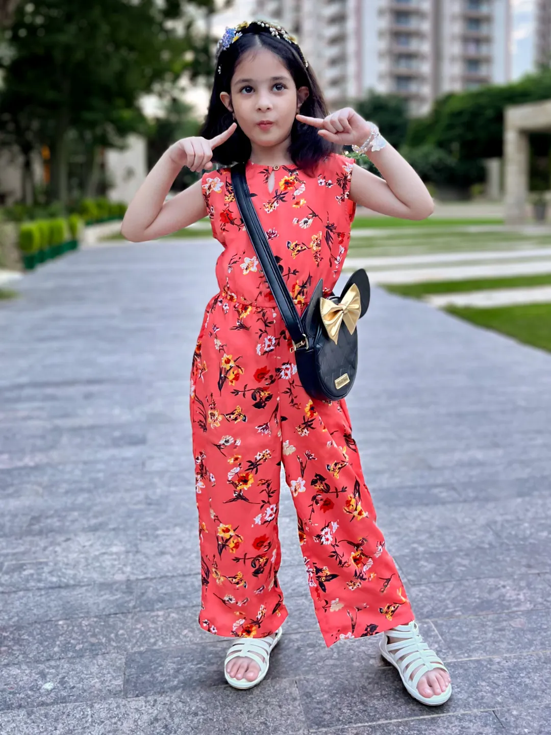 Elasticated key-hole Jumpsuit for Girls