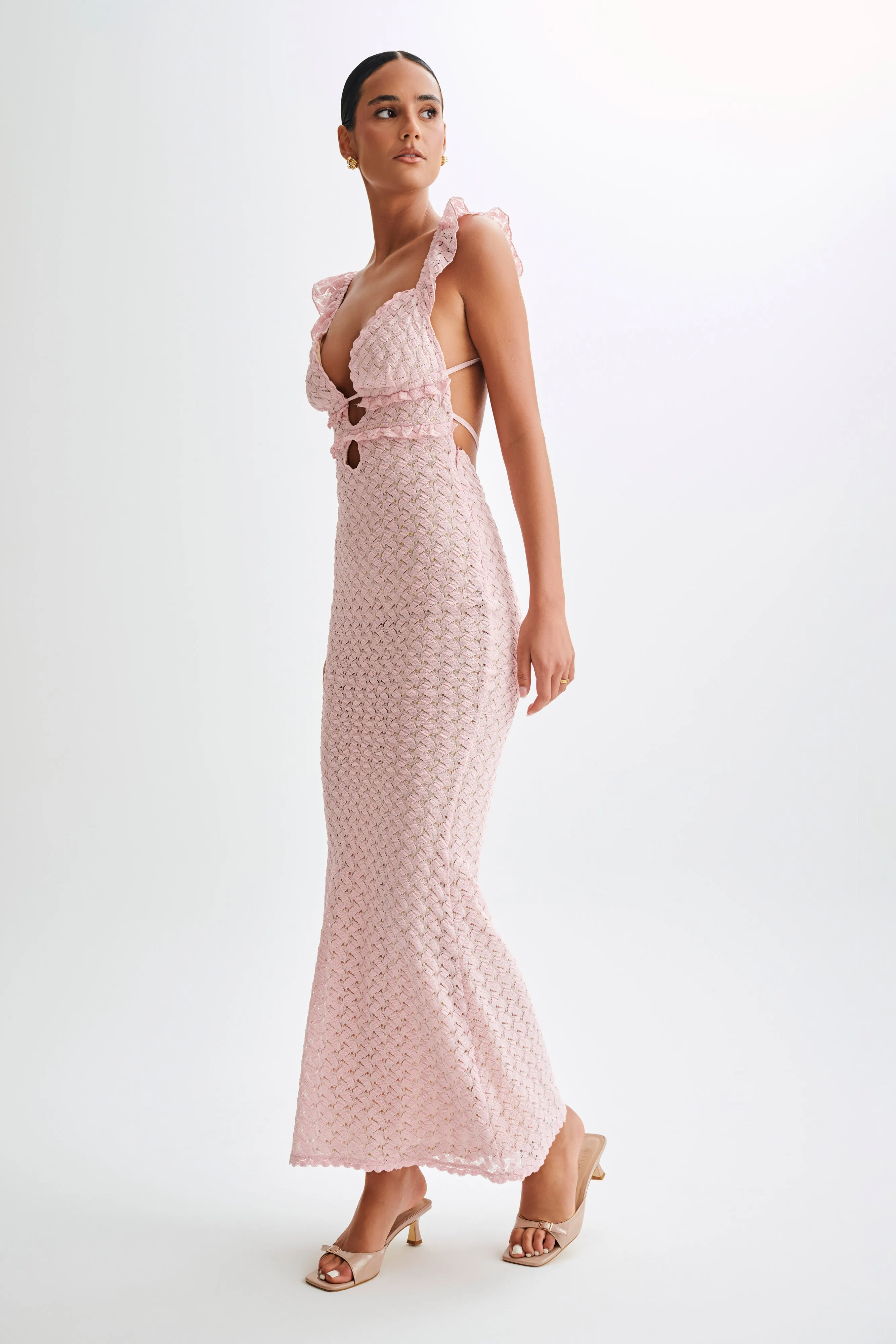 Ezra Lace Maxi Dress - Powder Pink