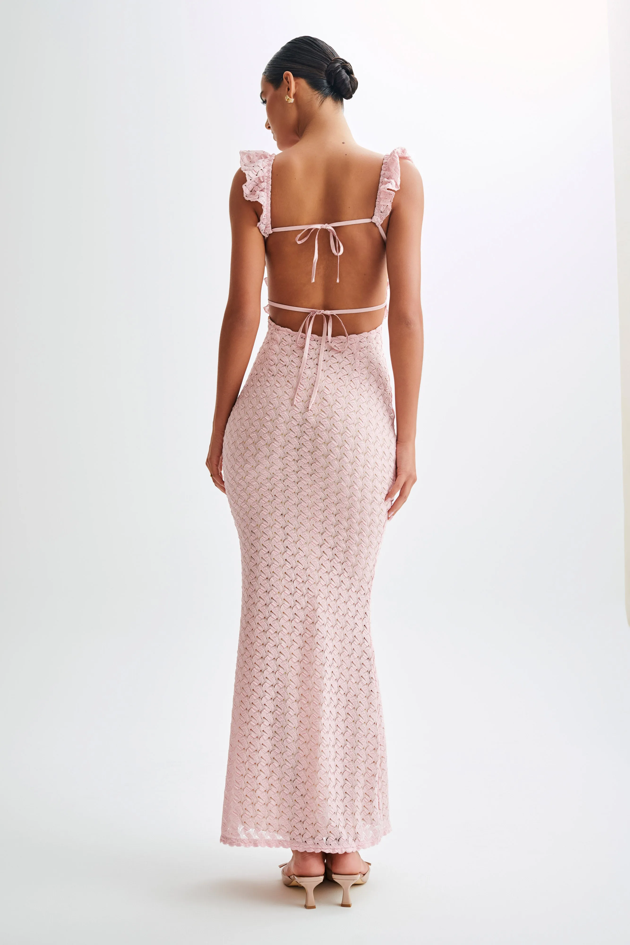 Ezra Lace Maxi Dress - Powder Pink