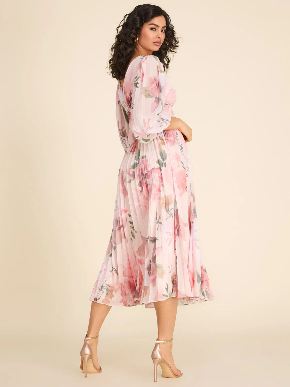 Floral Printed Pleated Midi Dress