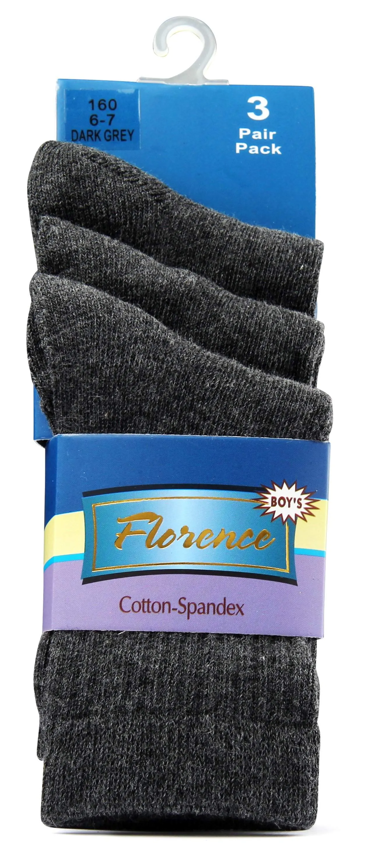 Florence Boys Cotton-Spandex 3 Pair Pack Socks Style: 160