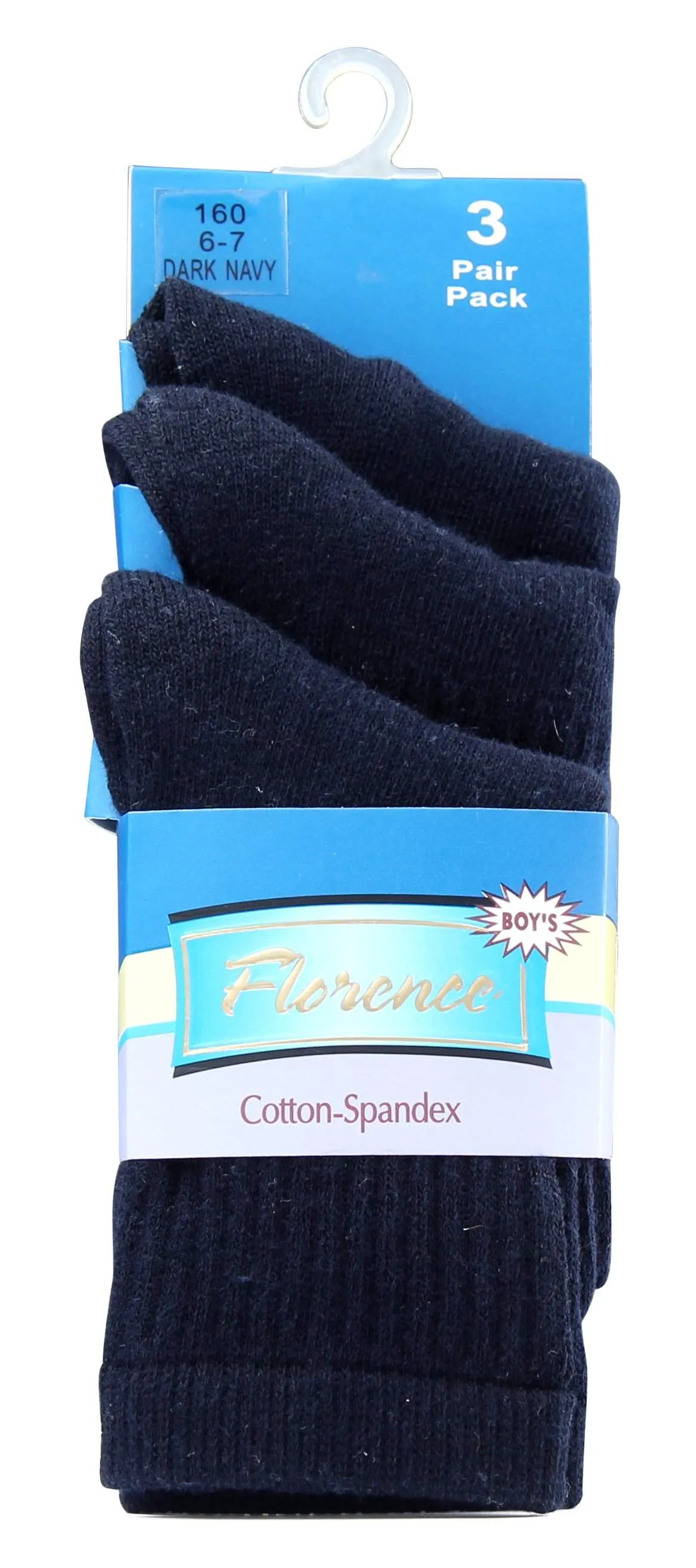 Florence Boys Cotton-Spandex 3 Pair Pack Socks Style: 160