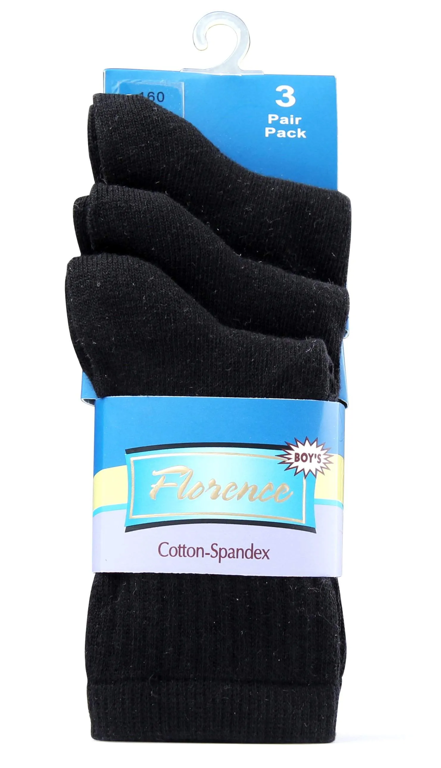 Florence Boys Cotton-Spandex 3 Pair Pack Socks Style: 160