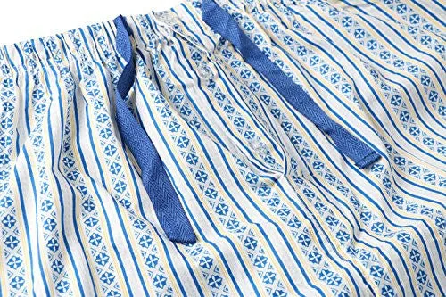 GLOBAL MEN'S STRIPE PRINT PLUS-SIZE SLEEPWEAR 100% COTTON PAJAMAS SET, BLUE (XX-LARGE)