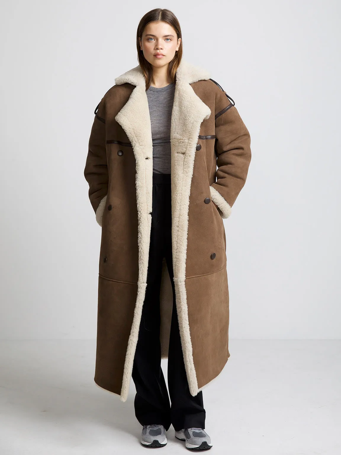 GRACE COAT - BROWN / CREME