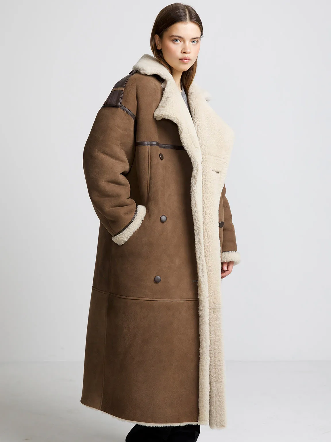 GRACE COAT - BROWN / CREME