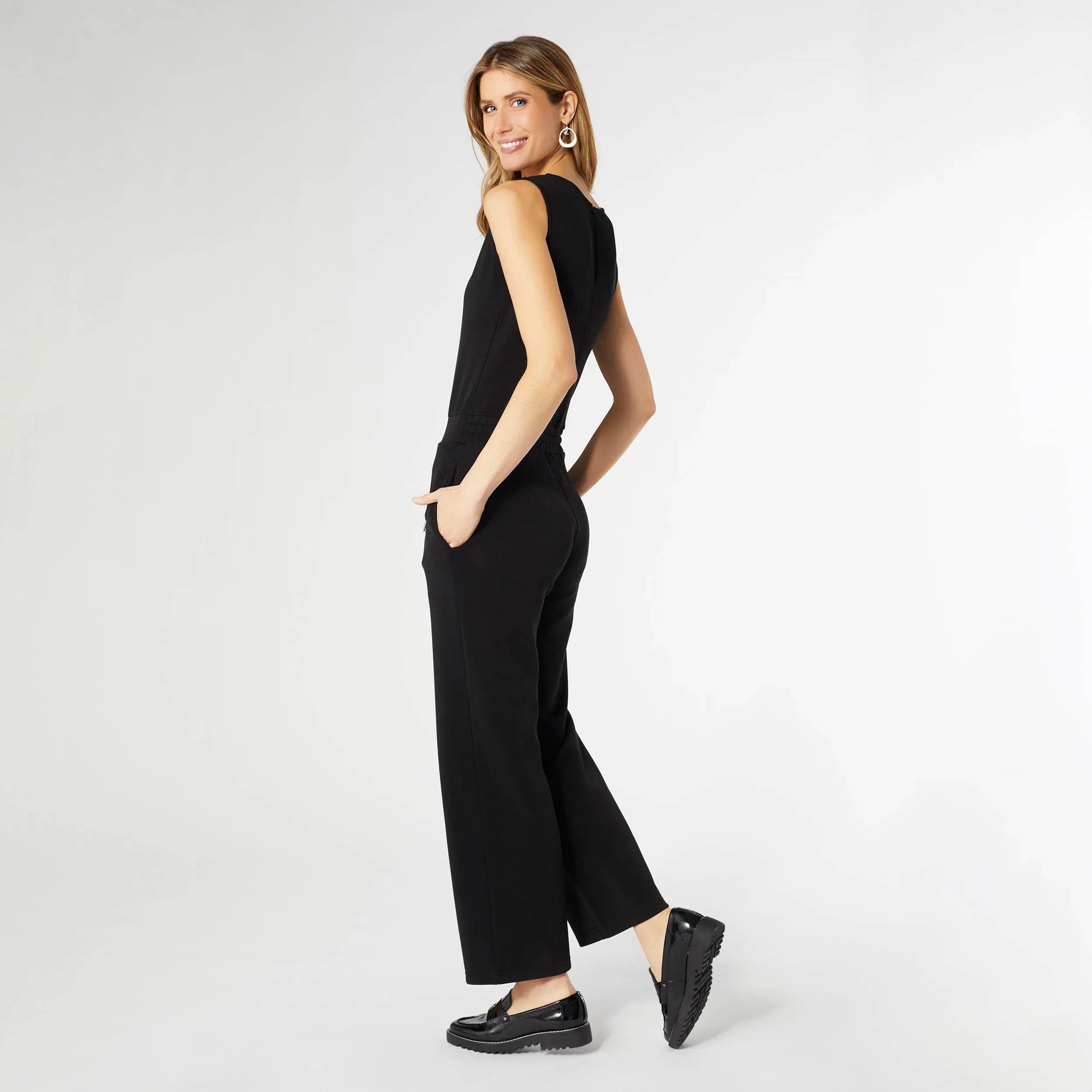 Hilarie Super Soft Romper with Pockets - Black