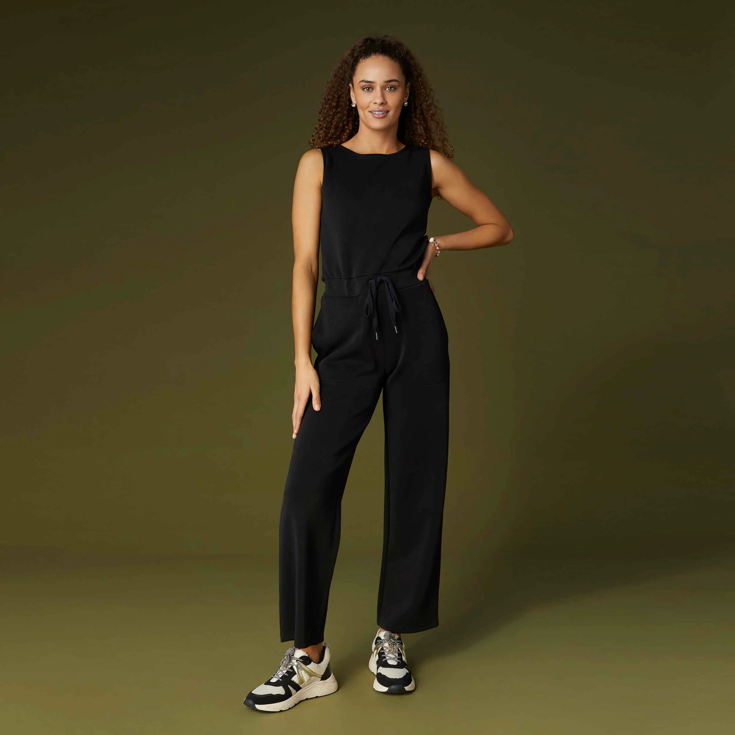 Hilarie Super Soft Romper with Pockets - Black