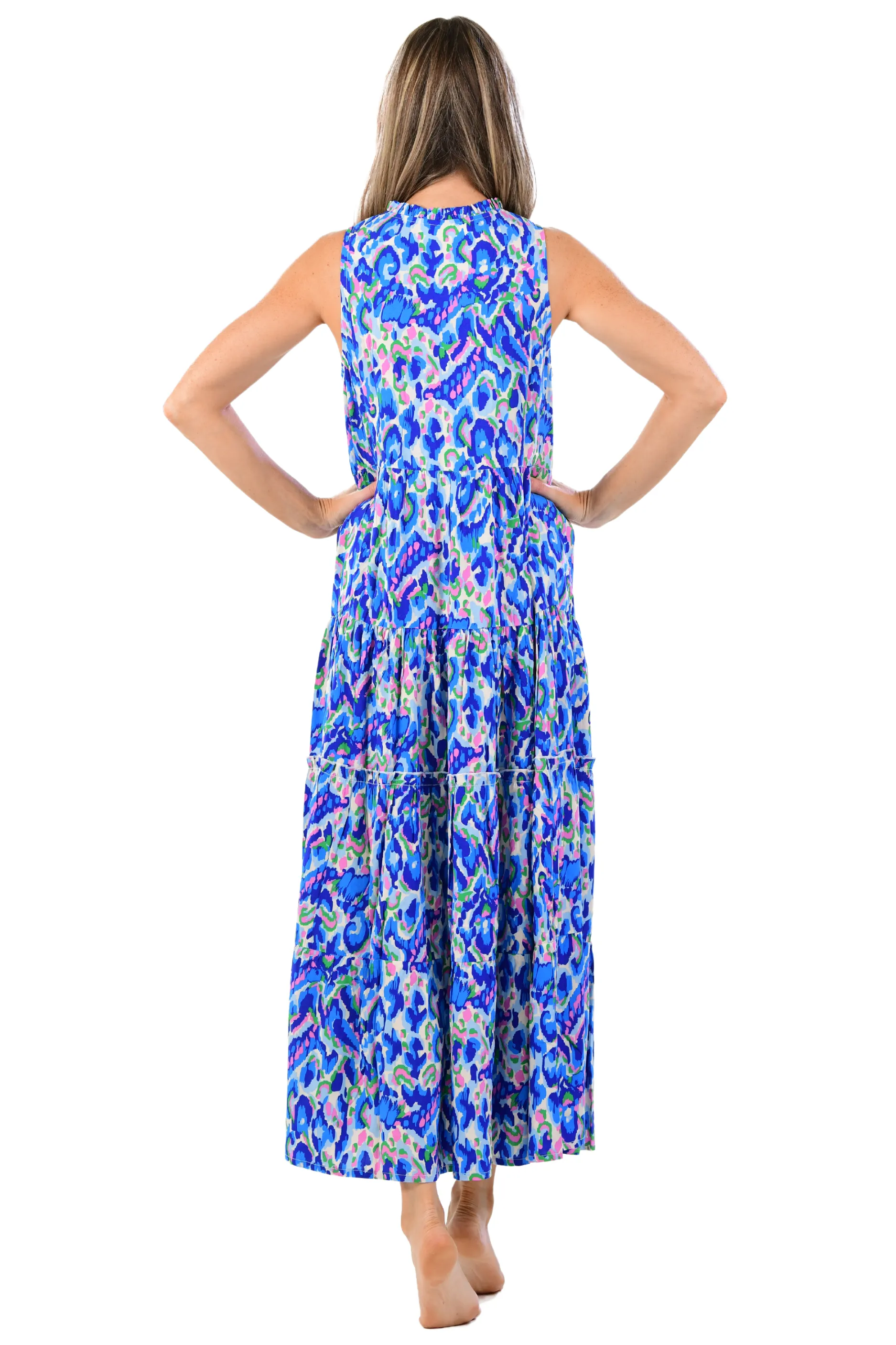 Kaia Dress Long / Pink-Cobalt