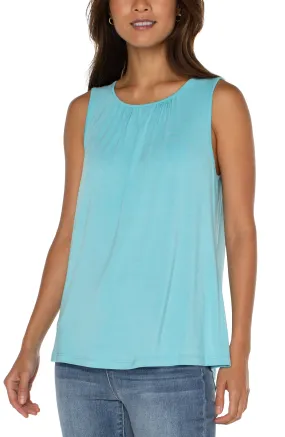 Liverpool A-line Sleeveless Knit Top w/Keyhole (Turquoise Tide)