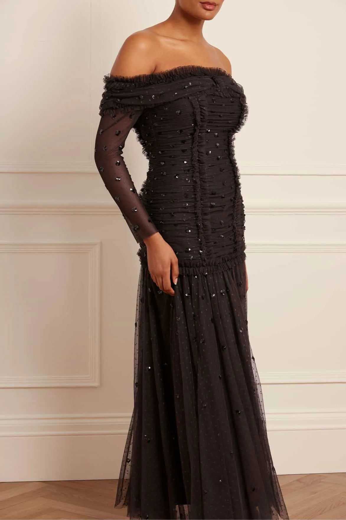 Love Heart Rouched Off-Shoulder Gown