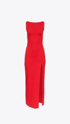 Low Back Tank Slit Dress - Perfect Red