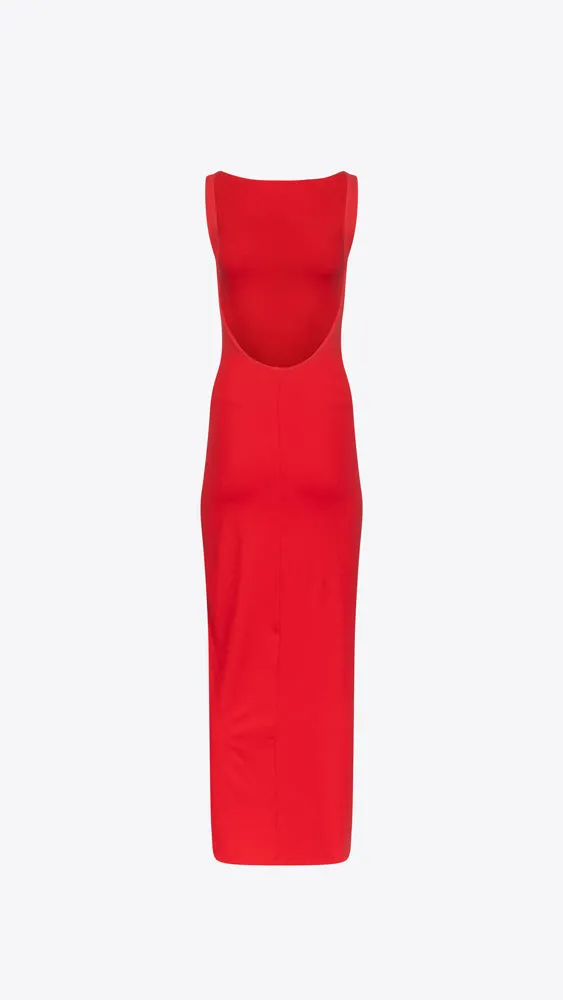 Low Back Tank Slit Dress - Perfect Red