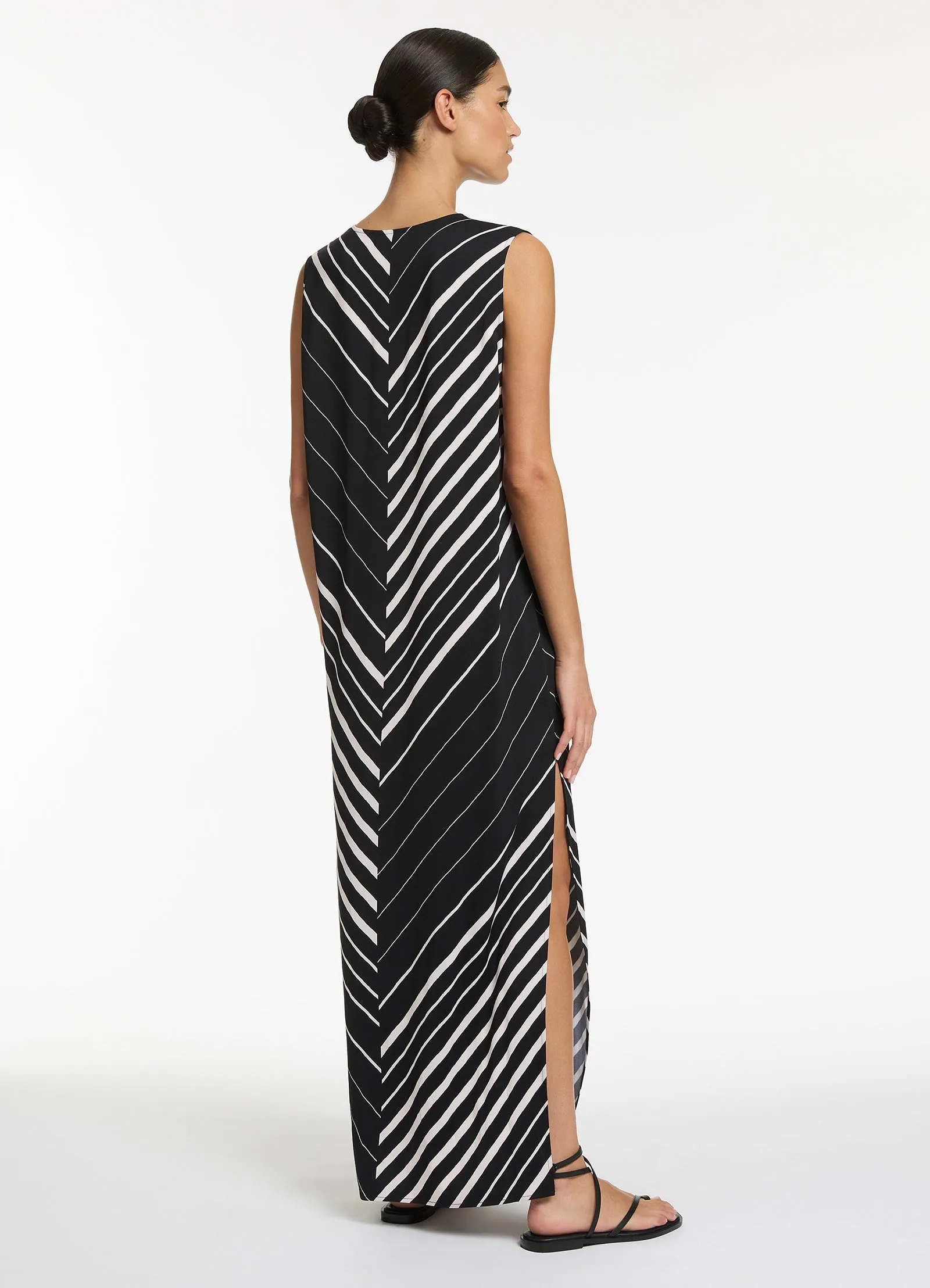 Lunar Stripe Sleeveless Maxi Kaftan - Black/Chalk