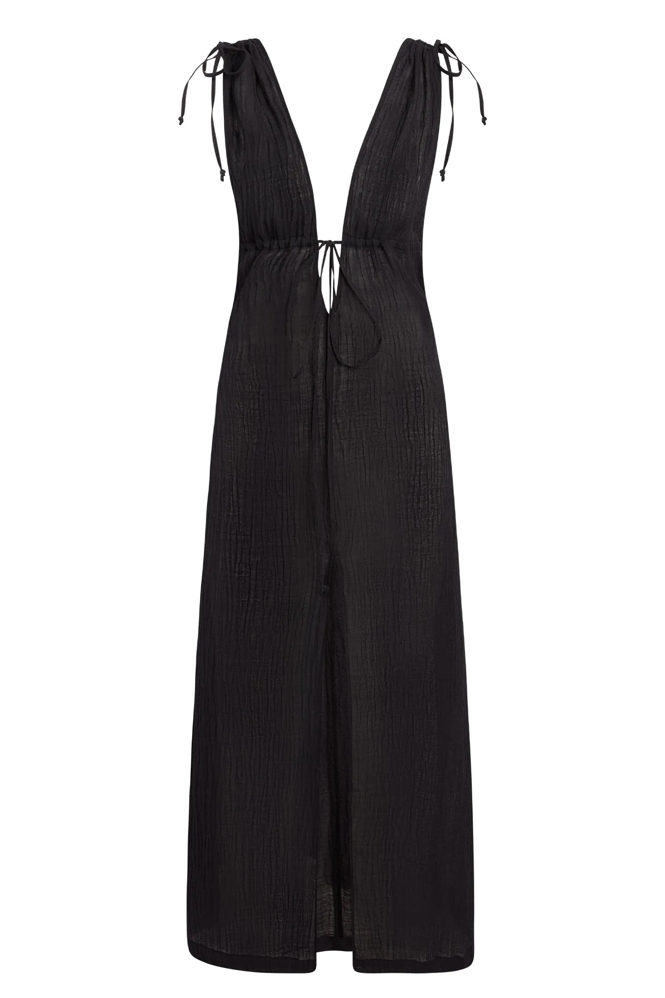 Mallorca Dress - Black Crinkle Linen