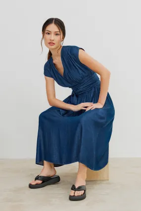 Margo Belted Denim Maxi Dress