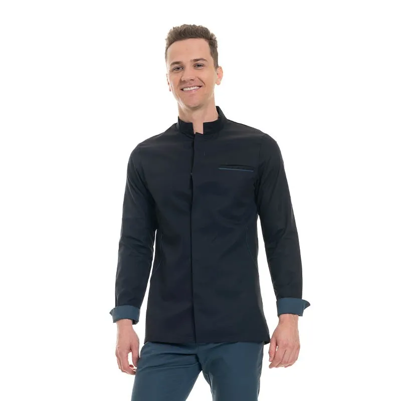 Men's Long Sleeve Black Chef Coat Dunes - ROBUR