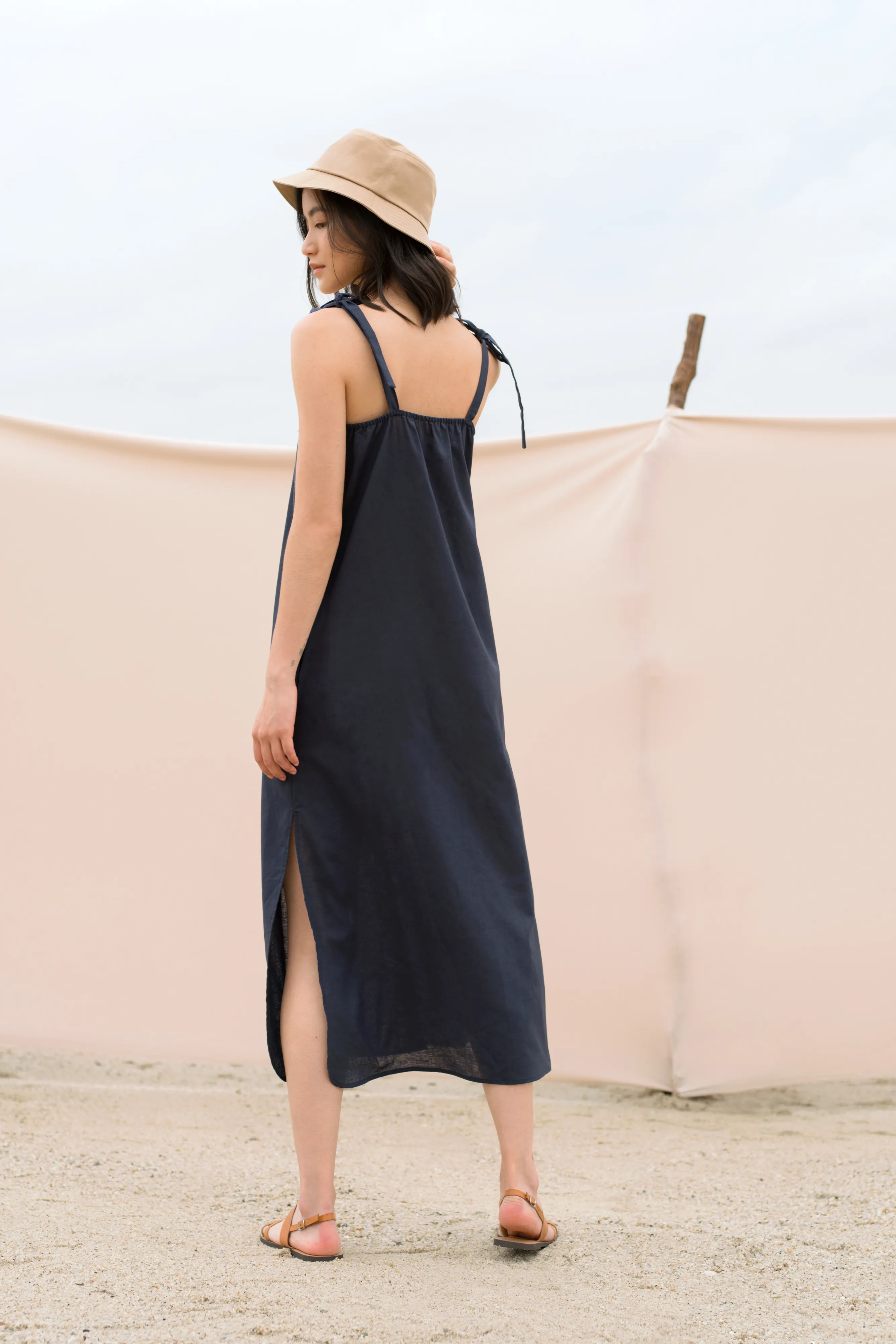 Micaela Linen Tie Shoulder Dress