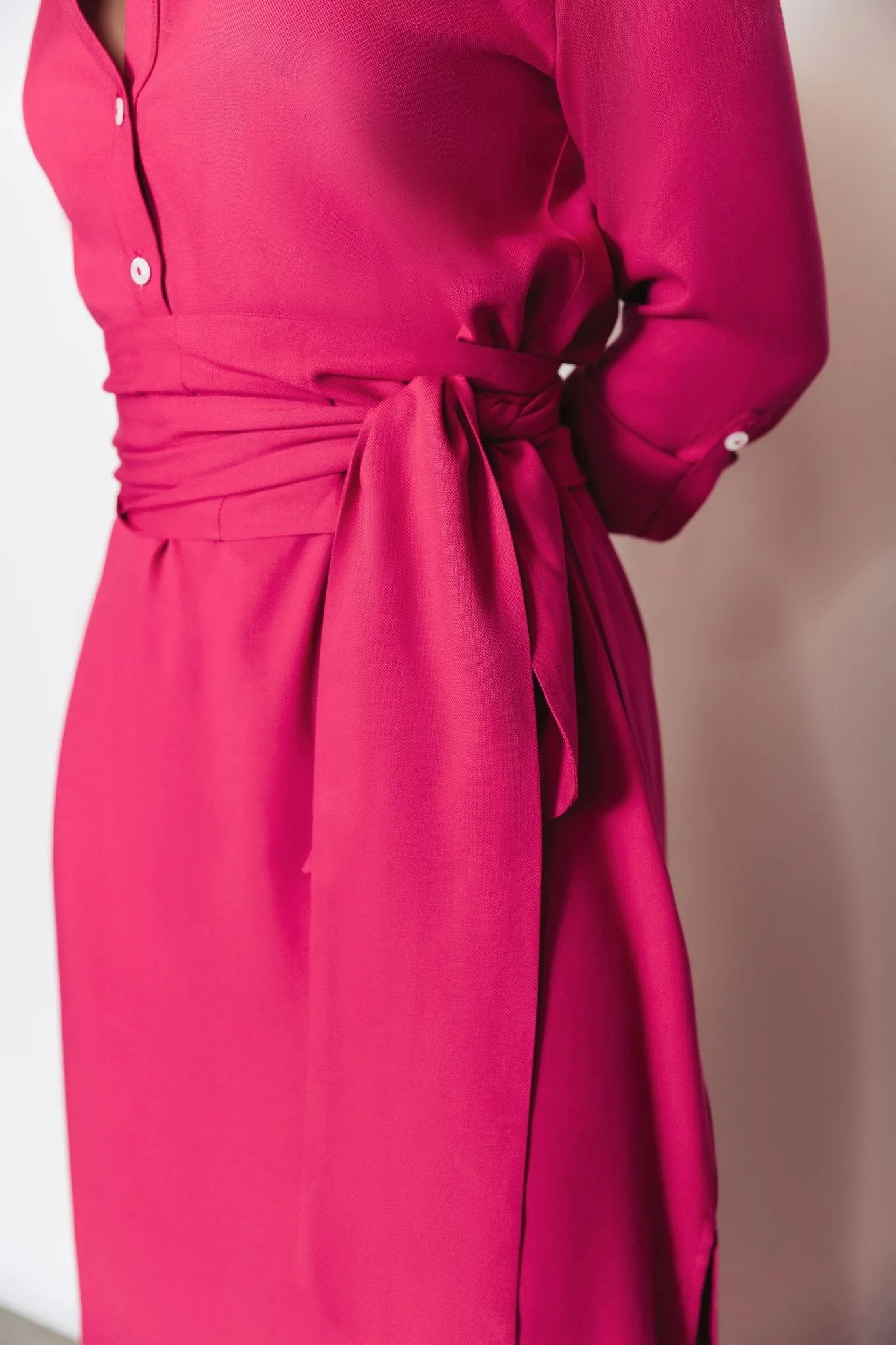 Morgan Maxi Length Henley Dress | Fuchsia