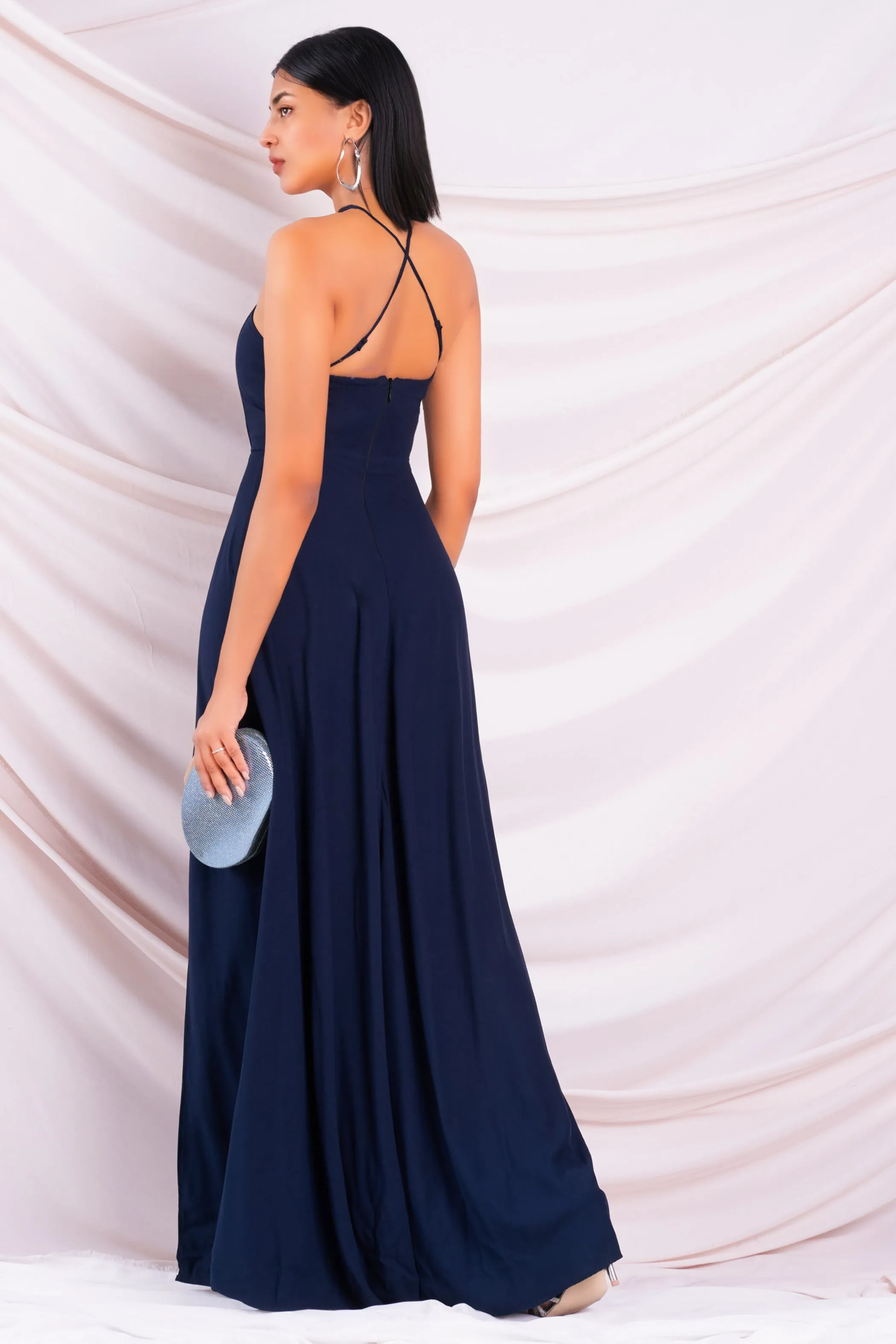 Navy Crisscross Maxi Dress