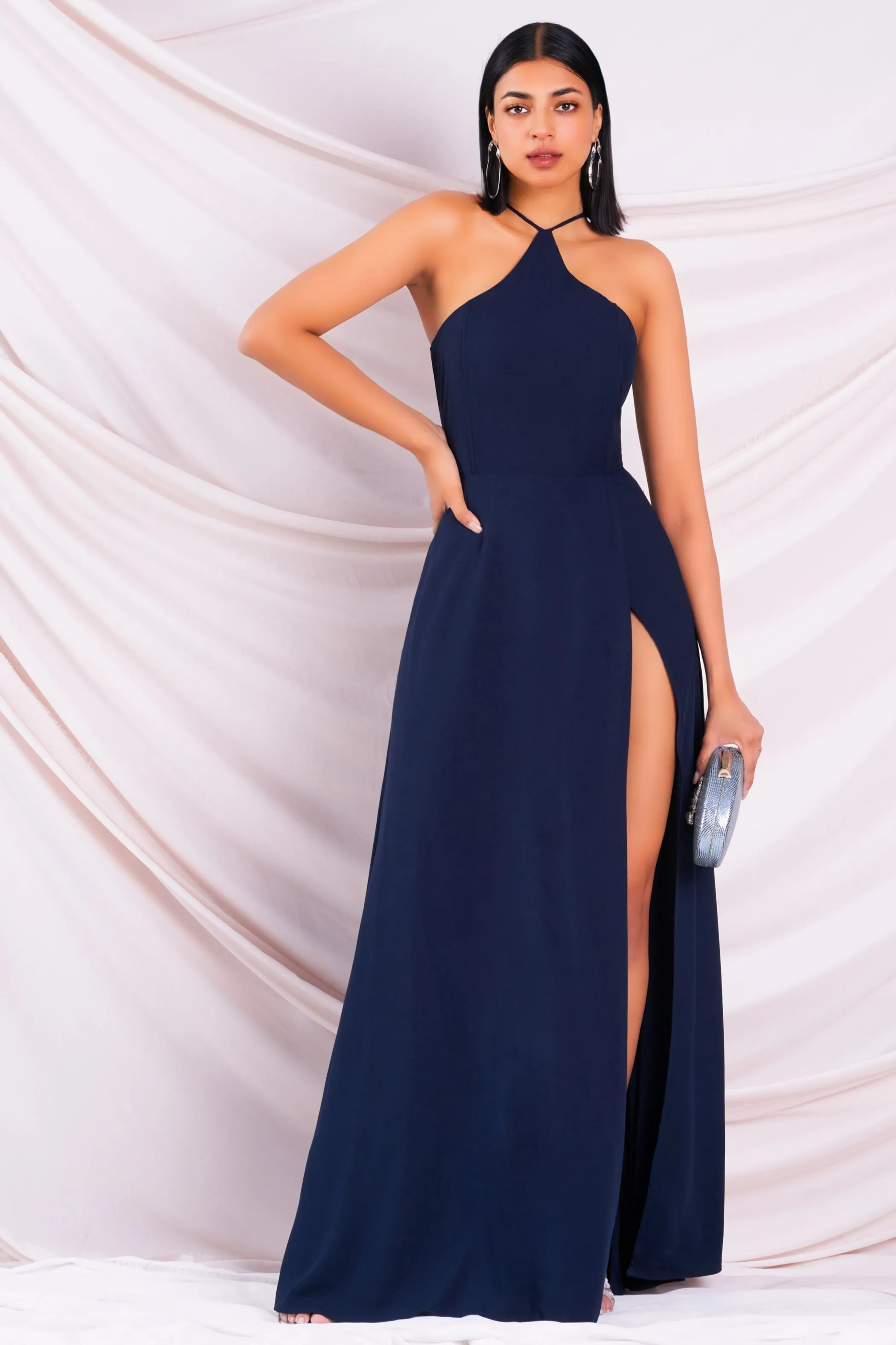 Navy Crisscross Maxi Dress