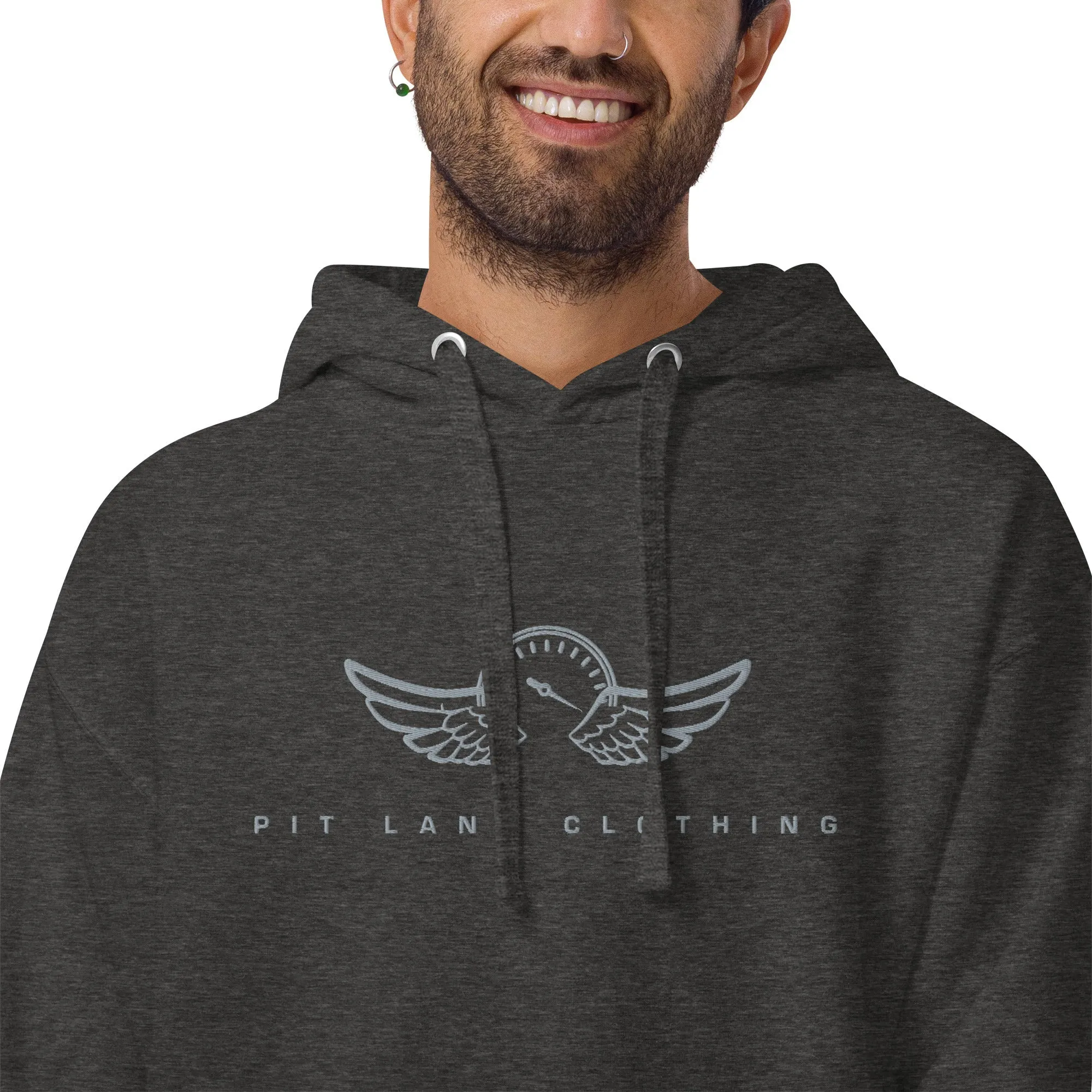 PIT LANE CLOTHING Embroidered Heavyweight Hoodie - Grey Carbon