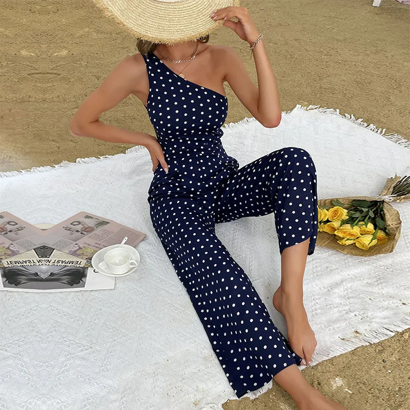  Polka Dot Wide Leg Jumpsuit