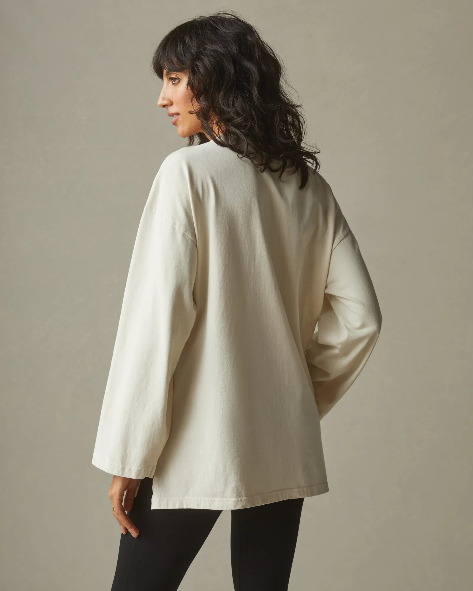 Relaxed Cotton Long Sleeve Tee - Turtledove