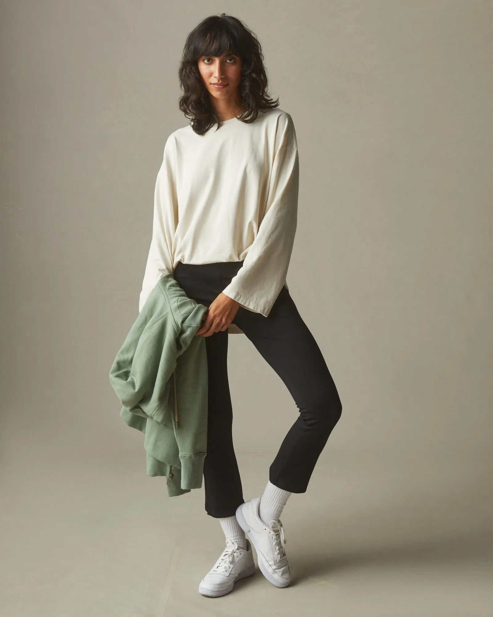 Relaxed Cotton Long Sleeve Tee - Turtledove