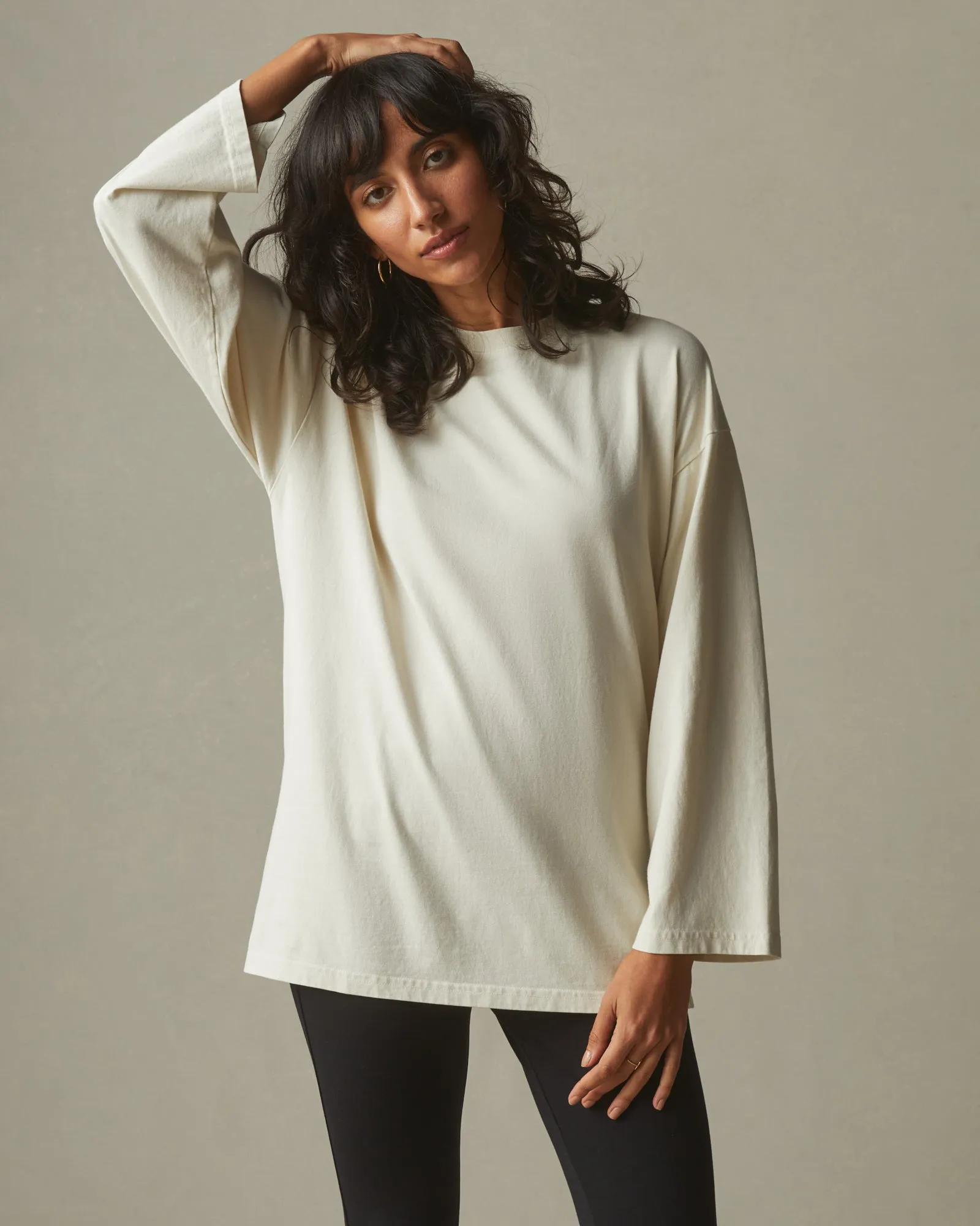 Relaxed Cotton Long Sleeve Tee - Turtledove