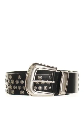 Reol Black Leather Studded Belt