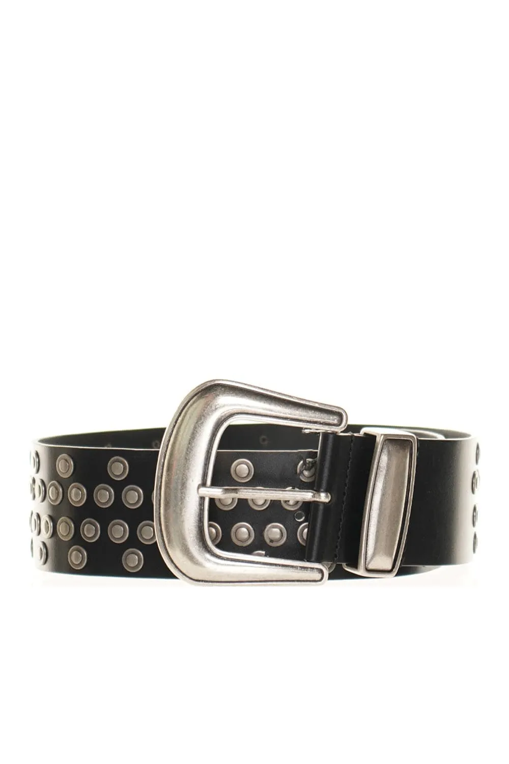 Reol Black Leather Studded Belt