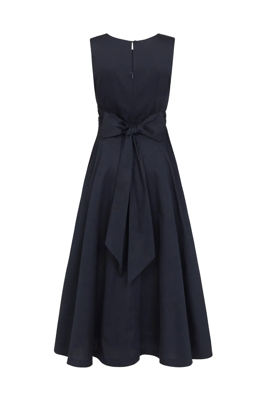 Roberta Cotton Satin Midnight Navy Dress