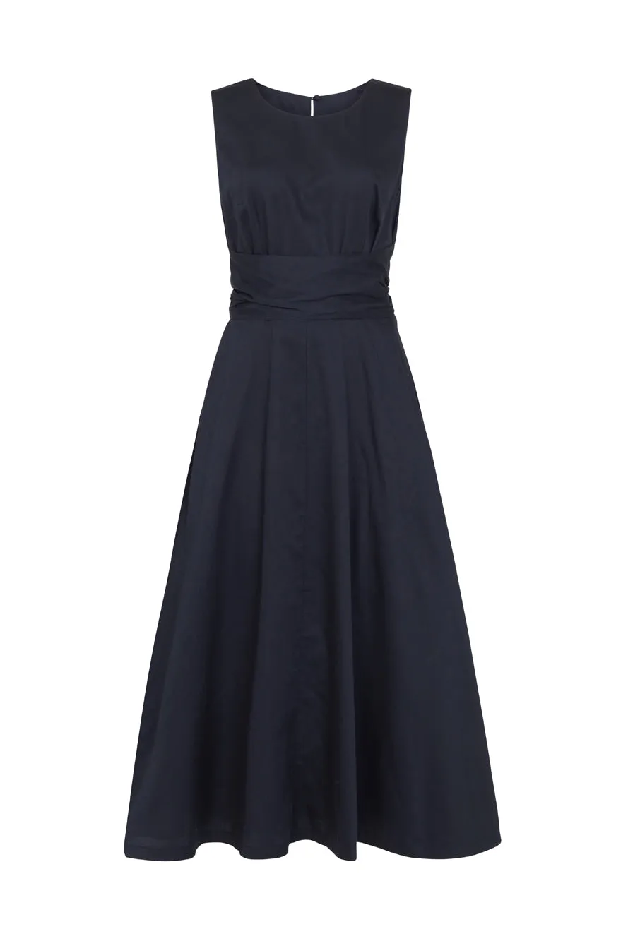 Roberta Cotton Satin Midnight Navy Dress