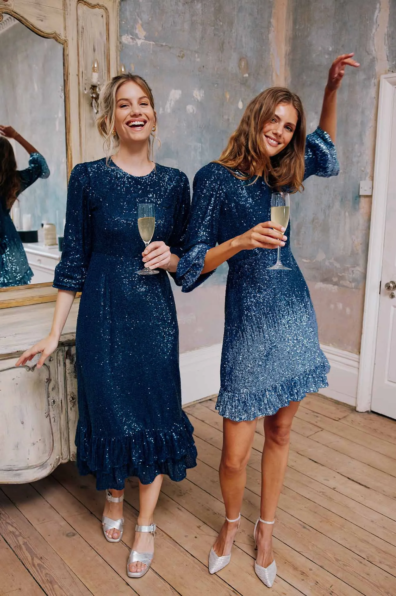 Sequin Mini Victoria Dress | Blue Ombre