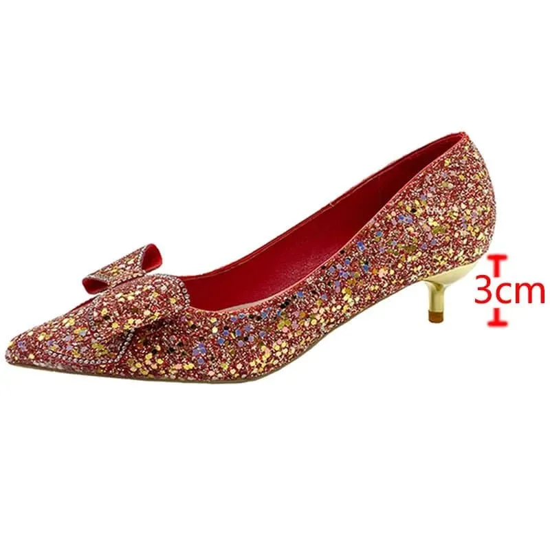 Shiny Glitter Pumps - Sparkling Sequined Cloth High Heels for Women