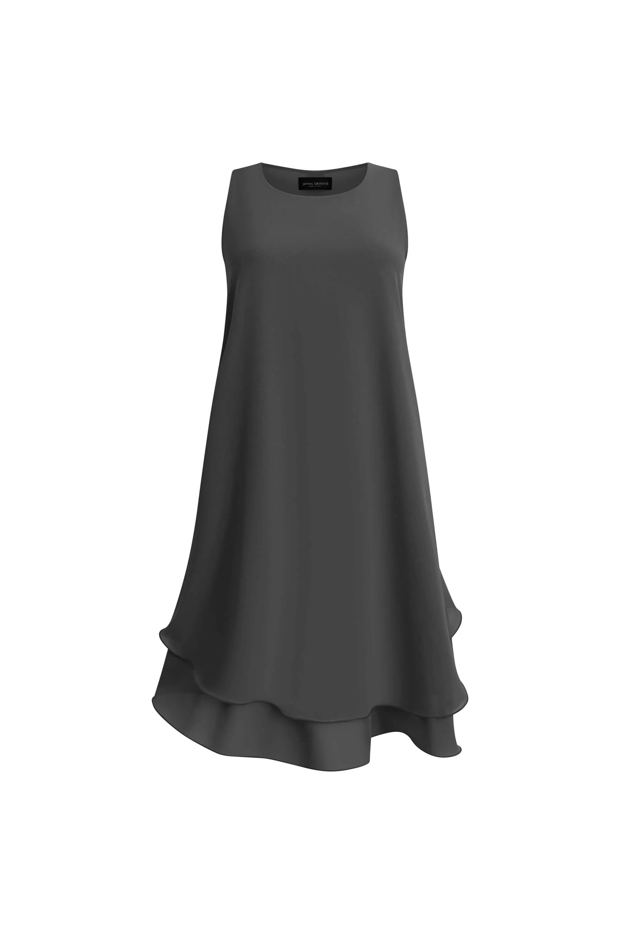 Sleeveless Wave Hem Dress Charcoal