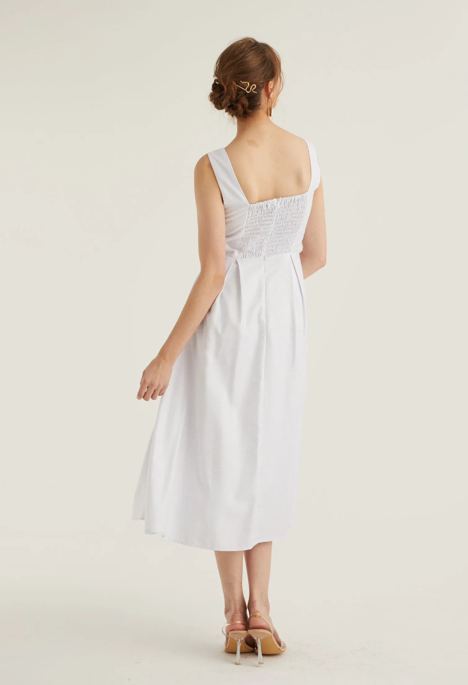 Square Neck Pinafore Midi Dress