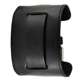 Stitched Black Leather Wide Cuff