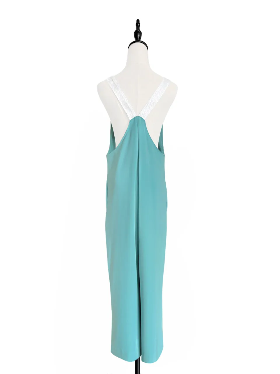 Surprise Sale! Turquoise Contrast Strap Sleeveless Wide Leg Jumpsuit