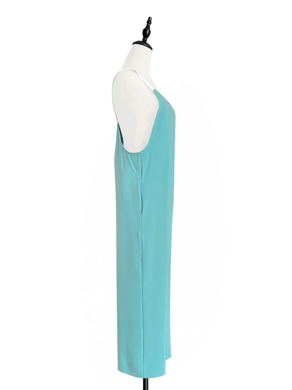 Surprise Sale! Turquoise Contrast Strap Sleeveless Wide Leg Jumpsuit