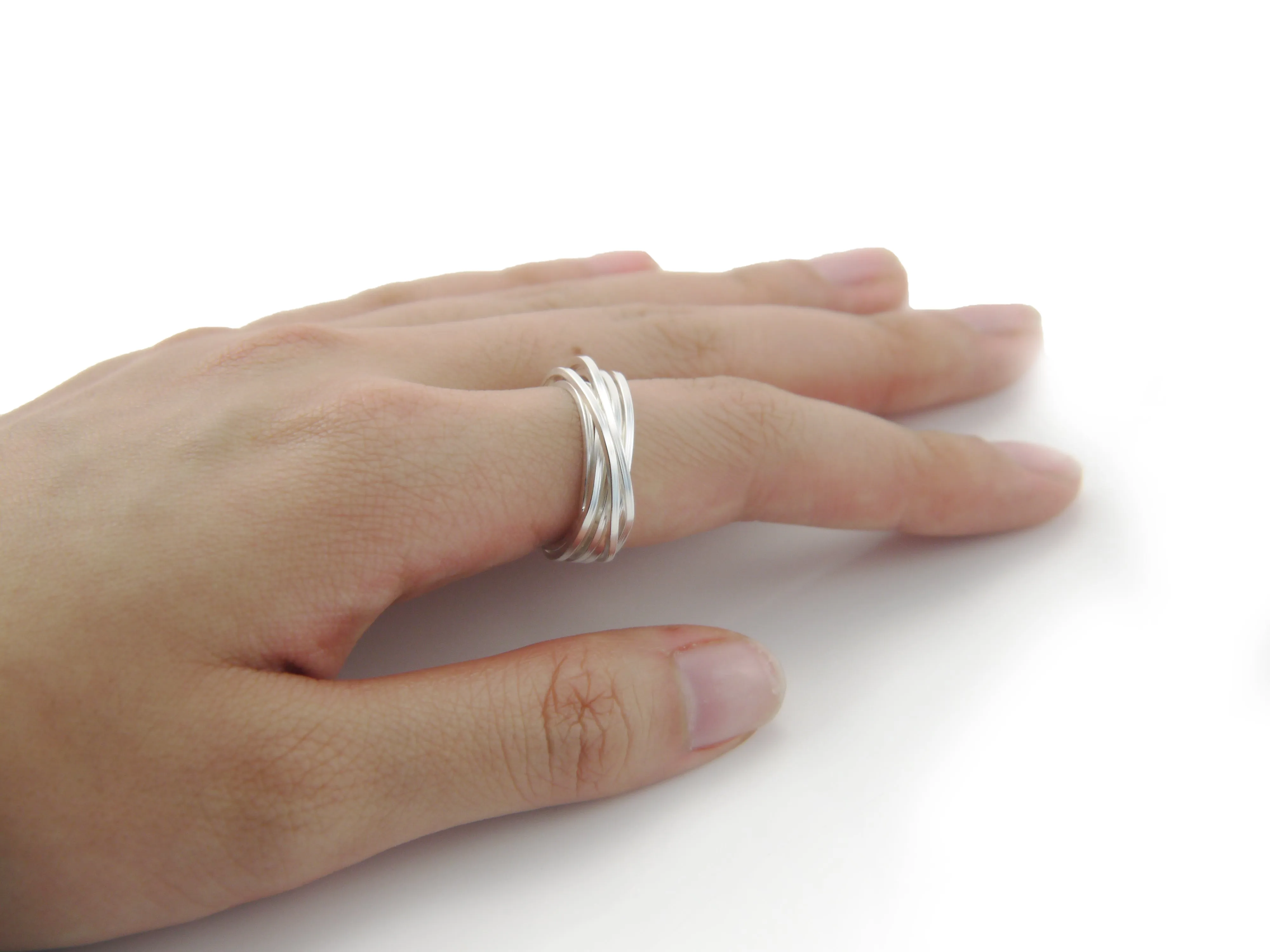 Thin Multi-line Sterling Sliver Ring