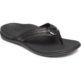 Tide Aloe Toe Post Sandal Leather Black