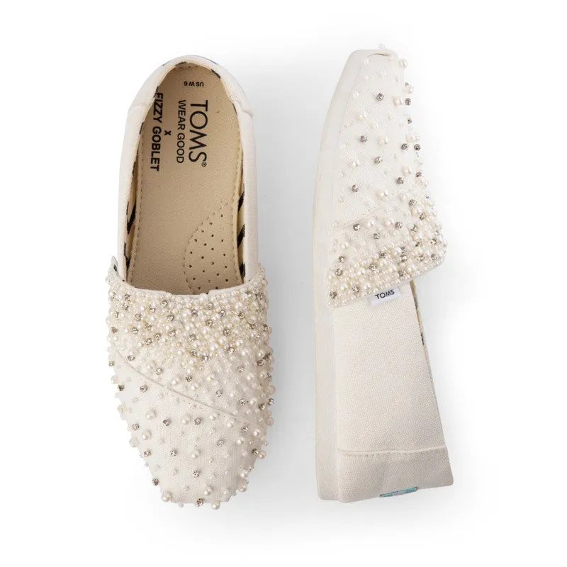 TOMS X Fizzy Goblet Pearl Love Slip Ons