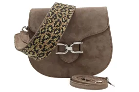 UNISA Taupe Suede  Leather Saddle Bag   ZFABIOLA