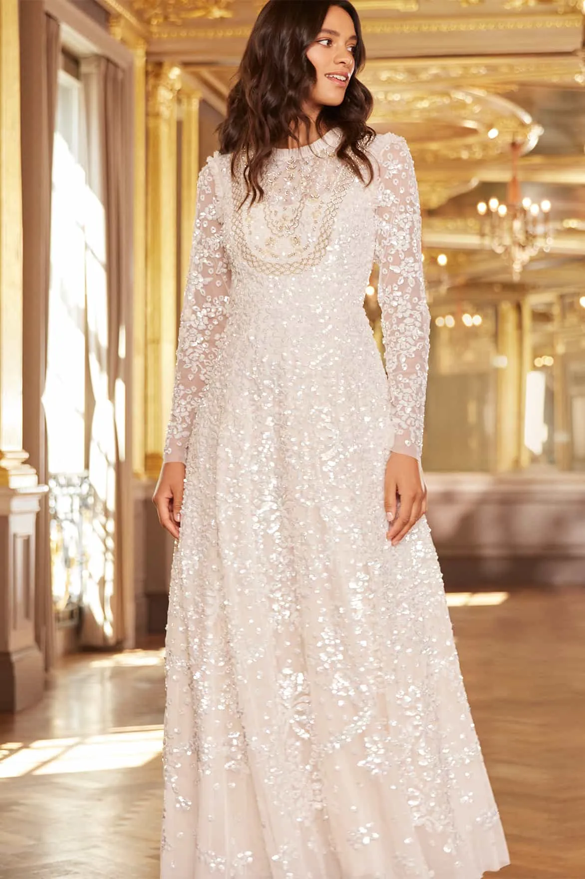 Victorian Wreath Gloss Long Sleeve Gown