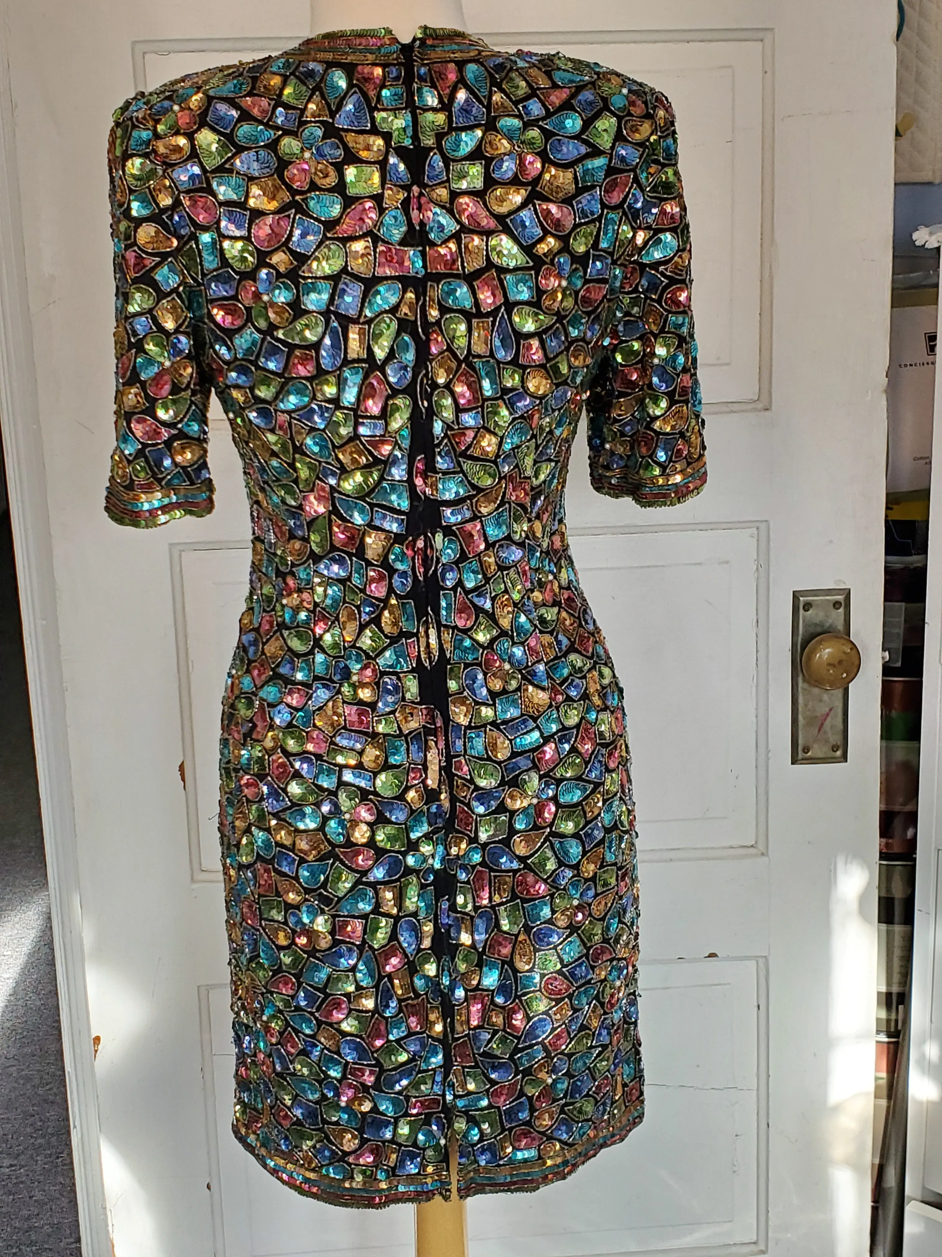 Vintage (1980s) Pastel Beaded/Sequined Cocktail dress.